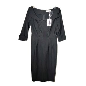 NWT MUXXN Women SZ M Black Classic Vintage Retro Sweetheart Neckline Cocktail